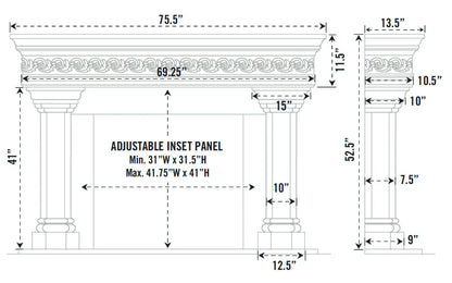 Fireplace Mantel Surround (Cast Stone) 1110S.555 GS