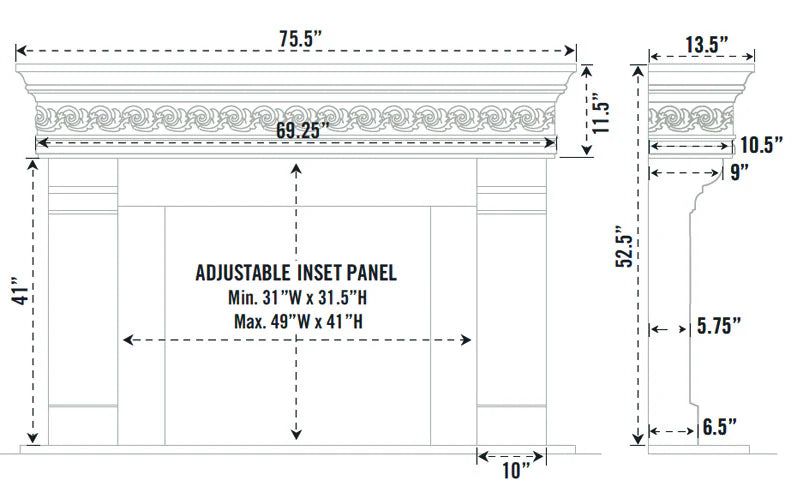 Fireplace Mantel Surround (Cast Stone) 1110S.556 GS