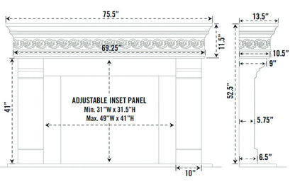 Fireplace Mantel Surround (Cast Stone) 1110S.556 GS