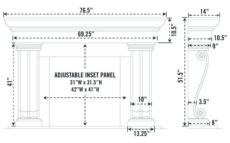 Fireplace Mantel Surround (Cast Stone) 1147.536 GS