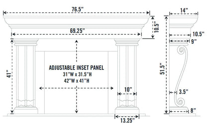 Fireplace Mantel Surround (Cast Stone) 1147.536 GS