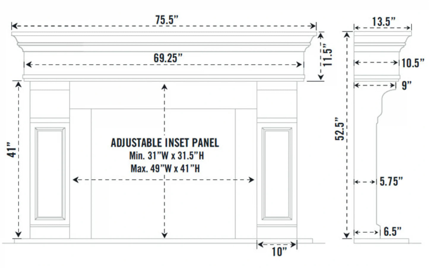 Fireplace Mantel Surround (Cast Stone) 1110.511 GS