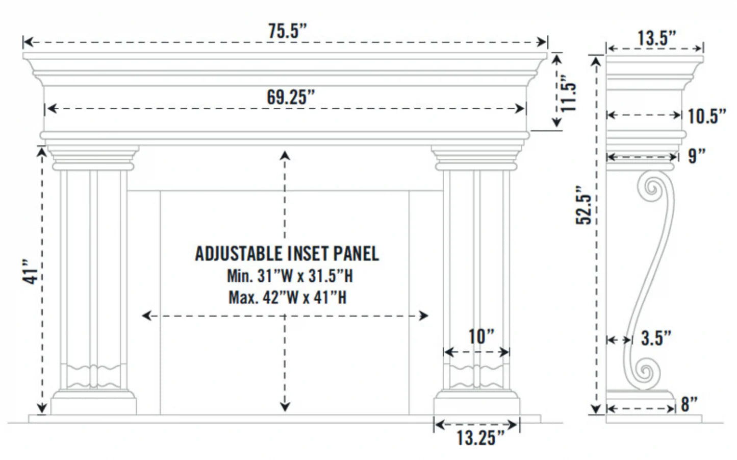 Fireplace Mantel Surround (Cast Stone) 1110.536 GS