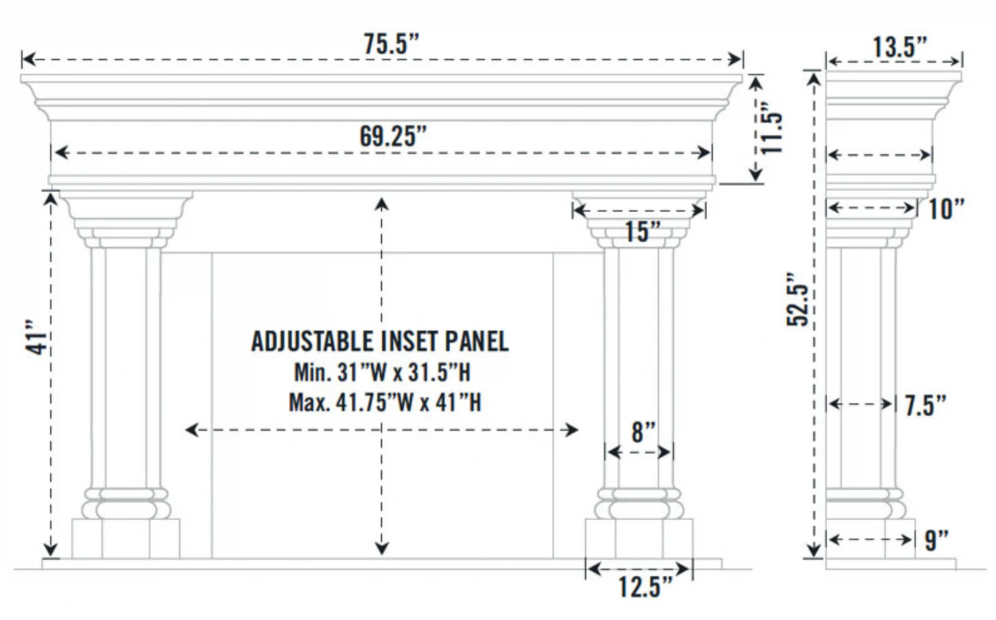 Fireplace Mantel Surround (Cast Stone) 1110.555 GS