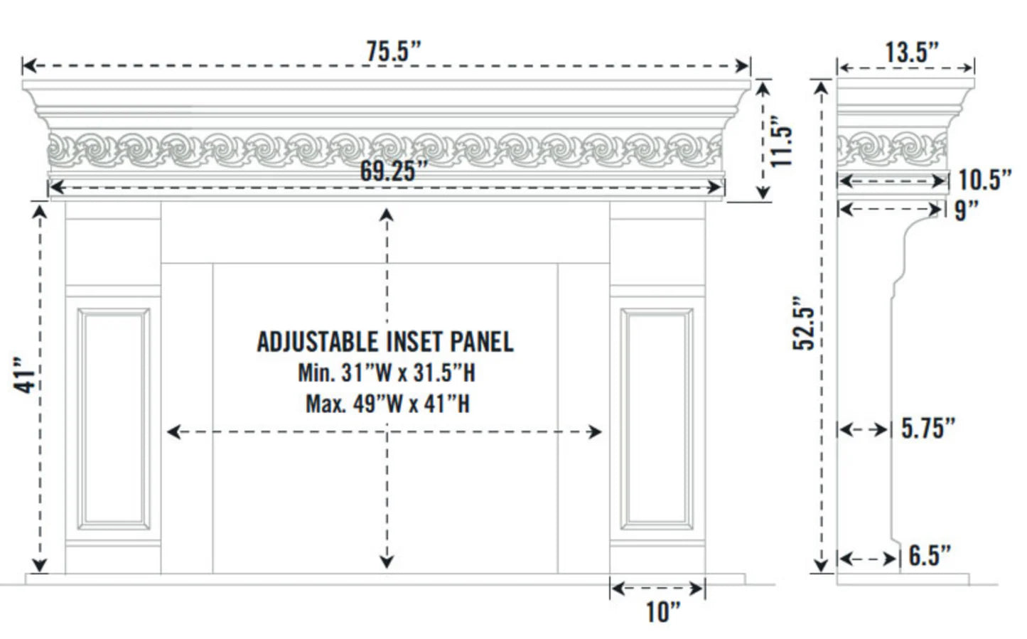 Fireplace Mantel Surround (Cast Stone) 1110S.511 GS